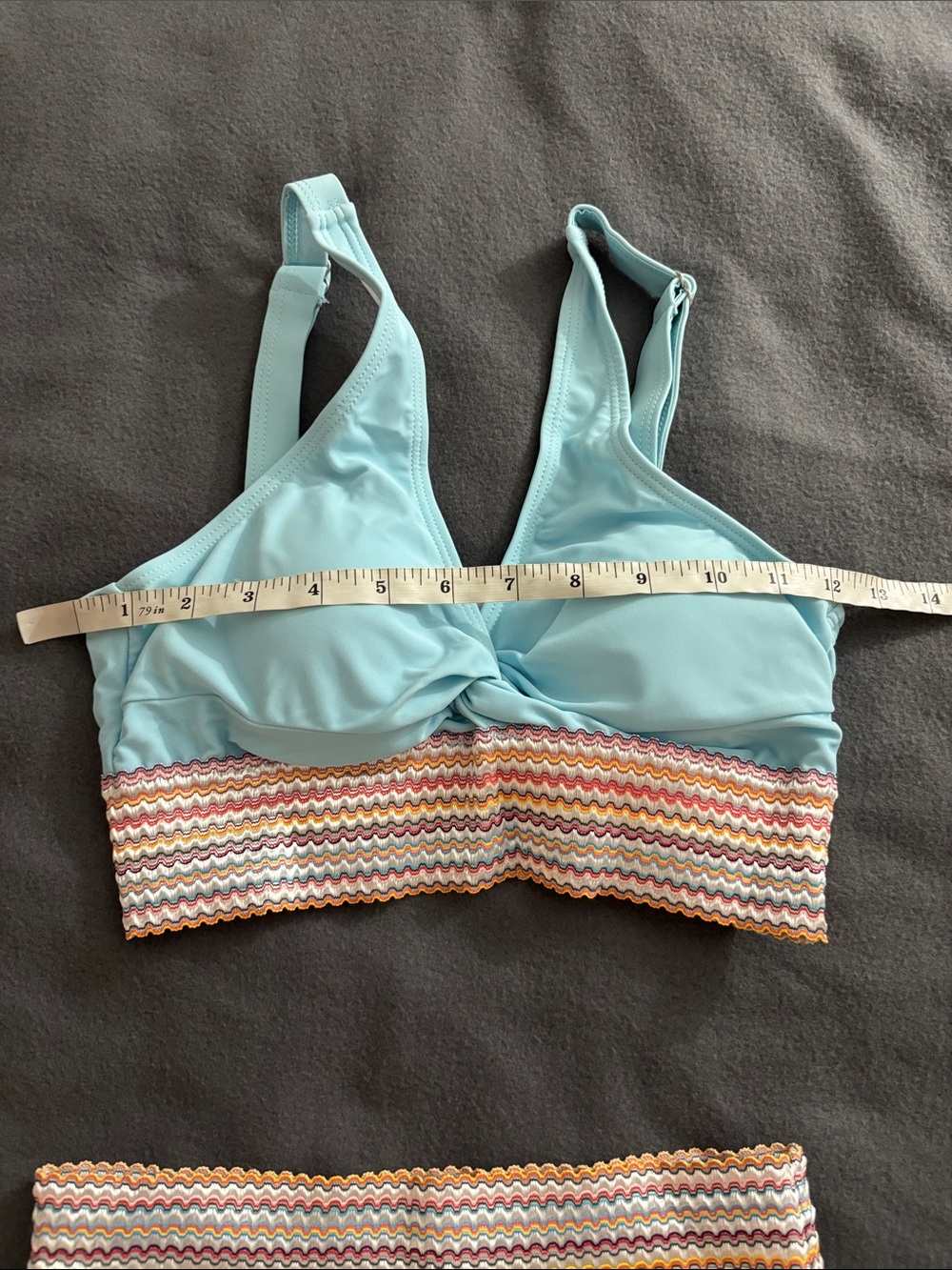 Blue Smocked High Waist Bikini Set Small Adjustable - Picture 6 of 9